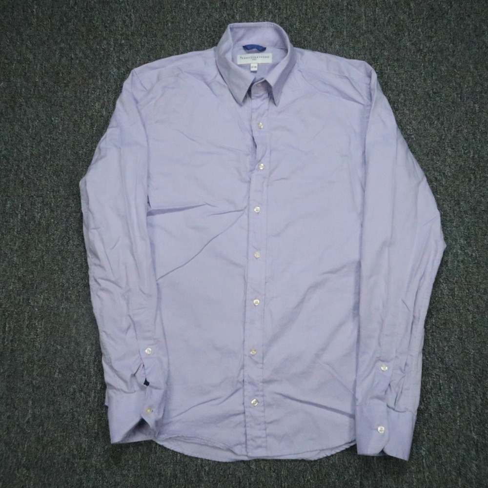 Teddy Stratford Shirt Men Medium Purple‎ Zip Fit Oxford Long Sleeve 37-38